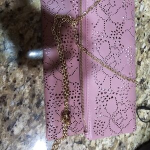 Elegant Pink Clutch with Gold Chain urban expressions, vegan bag. NWOT